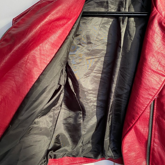Zara Red Leather Jacket - Picture 5 of 6